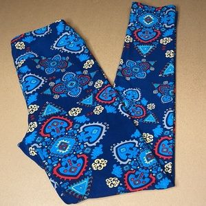 LuLaRoe Blue Red Multicolor OS Leggings